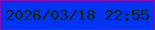 文字の大きさ：2、枠の色：7f0ebb、背景の色：0233f3、文字の色：102403 無料ブログパーツのブログ時計