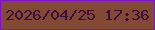 文字の大きさ：3、枠の色：7f11c8、背景の色：824a34、文字の色：3c0c3d 無料ブログパーツのブログ時計