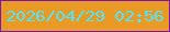 文字の大きさ：2、枠の色：7f12b4、背景の色：e89a24、文字の色：52e6fc 無料ブログパーツのブログ時計