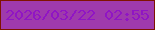 文字の大きさ：5、枠の色：7f1300、背景の色：9f3aac、文字の色：9015c4 無料ブログパーツのブログ時計