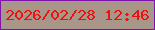 文字の大きさ：5、枠の色：7f13a9、背景の色：a89688、文字の色：f00f11 無料ブログパーツのブログ時計
