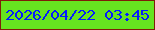 文字の大きさ：1、枠の色：7f1d08、背景の色：66e420、文字の色：041dfe 無料ブログパーツのブログ時計