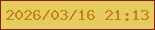 文字の大きさ：5、枠の色：7f2010、背景の色：e6cb5f、文字の色：c7811b 無料ブログパーツのブログ時計