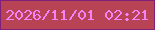 文字の大きさ：5、枠の色：7f2178、背景の色：b74355、文字の色：f582f9 無料ブログパーツのブログ時計