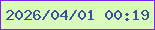 文字の大きさ：1、枠の色：7f22f1、背景の色：dafbbb、文字の色：37529c 無料ブログパーツのブログ時計