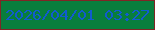 文字の大きさ：2、枠の色：7f2525、背景の色：087e3d、文字の色：115bcf 無料ブログパーツのブログ時計