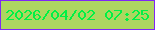 文字の大きさ：2、枠の色：7f27f4、背景の色：add660、文字の色：00f145 無料ブログパーツのブログ時計