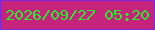 文字の大きさ：1、枠の色：7f29dd、背景の色：c6237c、文字の色：27ee26 無料ブログパーツのブログ時計