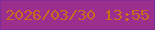 文字の大きさ：1、枠の色：7f2c9a、背景の色：9c2e8e、文字の色：c96a1c 無料ブログパーツのブログ時計