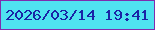 文字の大きさ：3、枠の色：7f2dae、背景の色：4fe3f0、文字の色：1a24a6 無料ブログパーツのブログ時計