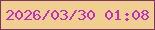 文字の大きさ：1、枠の色：7f3367、背景の色：f0d08e、文字の色：c82cc5 無料ブログパーツのブログ時計