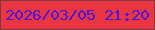 文字の大きさ：2、枠の色：7f3643、背景の色：ec3542、文字の色：4914e7 無料ブログパーツのブログ時計