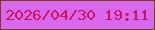 文字の大きさ：4、枠の色：7f3819、背景の色：d769f1、文字の色：d01453 無料ブログパーツのブログ時計