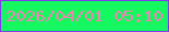 文字の大きさ：5、枠の色：7f39ec、背景の色：14f860、文字の色：f682b4 無料ブログパーツのブログ時計