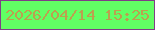 文字の大きさ：2、枠の色：7f3e87、背景の色：61ff64、文字の色：bca04f 無料ブログパーツのブログ時計
