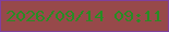 文字の大きさ：1、枠の色：7f3f9e、背景の色：97494a、文字の色：288c24 無料ブログパーツのブログ時計
