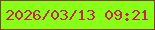 文字の大きさ：2、枠の色：7f4302、背景の色：88ff16、文字の色：c72551 無料ブログパーツのブログ時計