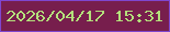 文字の大きさ：2、枠の色：7f46cf、背景の色：771e4d、文字の色：b4e17c 無料ブログパーツのブログ時計