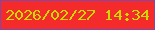 文字の大きさ：2、枠の色：7f49a8、背景の色：f52b2b、文字の色：cbda00 無料ブログパーツのブログ時計
