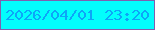 文字の大きさ：5、枠の色：7f5fae、背景の色：03fdfc、文字の色：0da5f8 無料ブログパーツのブログ時計