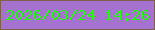 文字の大きさ：3、枠の色：7f604a、背景の色：a573cf、文字の色：20fb0b 無料ブログパーツのブログ時計