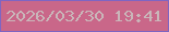 文字の大きさ：1、枠の色：7f65c2、背景の色：c96789、文字の色：c9b6b9 無料ブログパーツのブログ時計