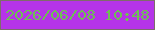 文字の大きさ：1、枠の色：7f6b6b、背景の色：b534e9、文字の色：6dc053 無料ブログパーツのブログ時計