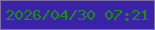 文字の大きさ：5、枠の色：7f70a7、背景の色：3a23a9、文字の色：1c8e11 無料ブログパーツのブログ時計