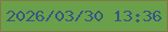 文字の大きさ：5、枠の色：7f7a4a、背景の色：6aa049、文字の色：385683 無料ブログパーツのブログ時計