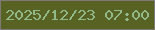 文字の大きさ：5、枠の色：7f7a76、背景の色：586223、文字の色：91b98a 無料ブログパーツのブログ時計