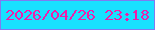 文字の大きさ：1、枠の色：7f7bf1、背景の色：19e1ff、文字の色：f01eaa 無料ブログパーツのブログ時計