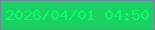 文字の大きさ：2、枠の色：7f7cb0、背景の色：19d262、文字の色：0af86b 無料ブログパーツのブログ時計