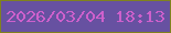文字の大きさ：1、枠の色：7f821f、背景の色：6751a1、文字の色：ce60cc 無料ブログパーツのブログ時計
