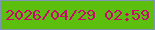 文字の大きさ：1、枠の色：7f95b4、背景の色：5cbe0d、文字の色：c9086d 無料ブログパーツのブログ時計