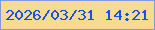 文字の大きさ：1、枠の色：7f99dd、背景の色：f6dc90、文字の色：1850ea 無料ブログパーツのブログ時計