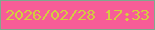 文字の大きさ：2、枠の色：7fa98e、背景の色：f75d97、文字の色：d3ce3f 無料ブログパーツのブログ時計