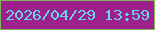 文字の大きさ：5、枠の色：7fb459、背景の色：9d218b、文字の色：69d2ee 無料ブログパーツのブログ時計