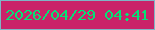 文字の大きさ：4、枠の色：7fb6c6、背景の色：ca2369、文字の色：04e376 無料ブログパーツのブログ時計
