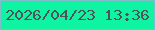 文字の大きさ：3、枠の色：7fbdca、背景の色：0ef4a2、文字の色：4e5259 無料ブログパーツのブログ時計