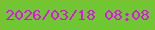 文字の大きさ：2、枠の色：7fc033、背景の色：6fc732、文字の色：e10fed 無料ブログパーツのブログ時計