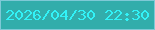 文字の大きさ：3、枠の色：7fc9d6、背景の色：32adab、文字の色：32f2f7 無料ブログパーツのブログ時計