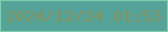 文字の大きさ：4、枠の色：7fceac、背景の色：56a399、文字の色：85925e 無料ブログパーツのブログ時計