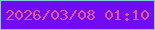 文字の大きさ：1、枠の色：7fcfce、背景の色：700bf4、文字の色：e15a87 無料ブログパーツのブログ時計