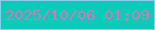 文字の大きさ：3、枠の色：7fd2f0、背景の色：0acbb9、文字の色：d17bb5 無料ブログパーツのブログ時計