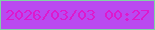 文字の大きさ：2、枠の色：7fd3a5、背景の色：ba49f0、文字の色：dd19ce 無料ブログパーツのブログ時計
