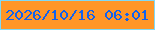 文字の大きさ：4、枠の色：7fd9f6、背景の色：ff9627、文字の色：1162ee 無料ブログパーツのブログ時計