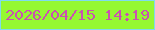 文字の大きさ：5、枠の色：7fdbed、背景の色：95f831、文字の色：cb51b1 無料ブログパーツのブログ時計