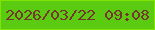 文字の大きさ：1、枠の色：7fe403、背景の色：5acb11、文字の色：75362e 無料ブログパーツのブログ時計