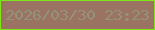 文字の大きさ：3、枠の色：7fe718、背景の色：9a7362、文字の色：93937b 無料ブログパーツのブログ時計
