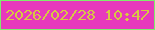 文字の大きさ：4、枠の色：7fed6c、背景の色：e739bc、文字の色：d7c942 無料ブログパーツのブログ時計